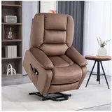 Homcom Fernsehsessel mit Aufstehhilfe Polyester 93 x 110 x 90 cm Braun elektrisch mit Liege-/Massagefunktion
