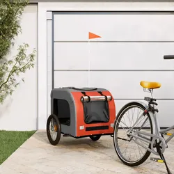 Fahrradanhänger Hunde Orange und Grau Oxford-Gewebe & Eisen