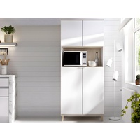 Küchenschrank mit 4 Türen & 1 Ablage - Weiß & Eichefarben - WAJDI