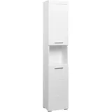 WELLTIME Avena Hochschrank 37 x 31 x 190 cm Weiß Kunststoff, Metall, MDF, Massivholz