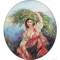 Lucas Luca-S Italienisch mit Blumen Kreuzstichset, Baumwolle, Mehrfarbig, 37x42cm