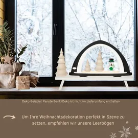 Weigla schwarz-weiß Lichterbogen zum Dekorieren, Leerbogen aus Holz schwarz (schwarz, weiß), B:52cm H:29,7cm T:9cm, Holzwerkstoff, Schwibbögen, Made in Germany, für Weihnachten und das ganze Jahr aus dem Erzgebirge