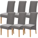 FXKS Stuhlhussen 6er Set,Stretch Stuhlhussen,Waschbar Abnehmbare High Back Chair Protector Covers,Velvet Stuhlhussen für Bankett Dining Room Restaurant Familie Dekoration (Dunkel Grau)