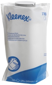 KLEENEX® Desinfektionstücher Wischtücher, weiß, 24,5 x 17 cm, Nachfüllpack Desinfektionstücher für Wischtuchspender für Kleinrollen, 1 Karton = 6 Nachfüllpacks = 600 Tücher