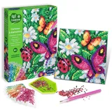 Sentosphere Sentosphère 3920260 Bastelset Strassstein-Bild, Motiv Blumen & Schmetterlinge, Kreativ-Set, DIY für Kinder und Erwachsene