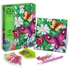 Sentosphere Sentosphère 3920260 Bastelset Strassstein-Bild, Motiv Blumen & Schmetterlinge, Kreativ-Set, DIY für Kinder und Erwachsene