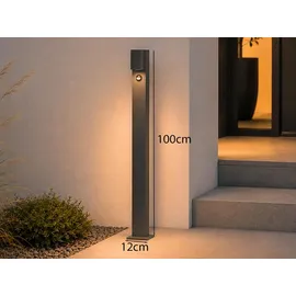 meineWunschleuchte Wegeleuchte Aluminium Höhe 100 cm mit Bewegungsmelder schwarz