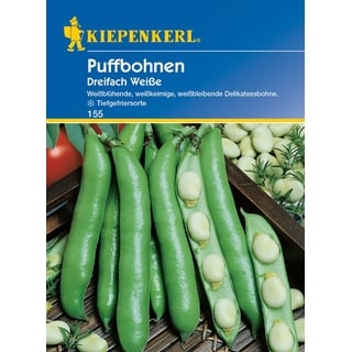 Kiepenkerl 0155 Puffbohne Dreifach Weiße, bildet ein zart bleibendes Korn, zum einfrieren und zum einkochen geegnet