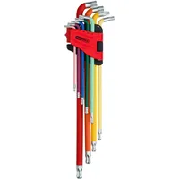 KS Tools Kugelkopf-Torx-Winkelstiftschlüssel-Satz, extra lang und 108° abgewinkelt, 9-tlg