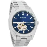 Bulova Klassisch Surveyor Edelstahl Blaues Mit Offenem Herzen 96A275 Herrenuhr