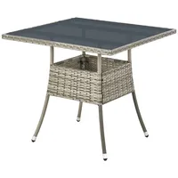 Juskys Yoro Polyrattan Gartentisch quadratisch 80 x 80 cm Grau