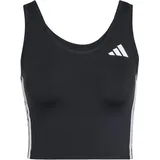 adidas Train Essentials 3-Stripes Cropped Tank Top, Black/White, L