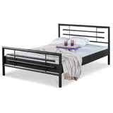 BedBox Metallbett Lola, zeitloses stabiles Metallbett, pulverbeschichtetes Metall schwarz 140 cm x 200 cm
