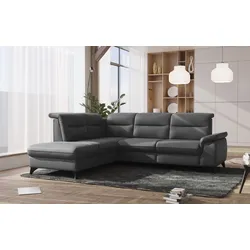 Ecksofa SIT & MORE "Astoria L-Form", grau, B:256cm H:91cm T:225cm, 100% Polyester, Sofas, wahlweise mit motorischer Relaxfunktion