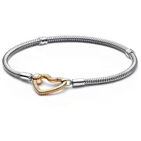 Pandora Charm-Armband 925 Silber mit goldfarbenem Herz-Verschluss 569539C00 Größe 18 cm