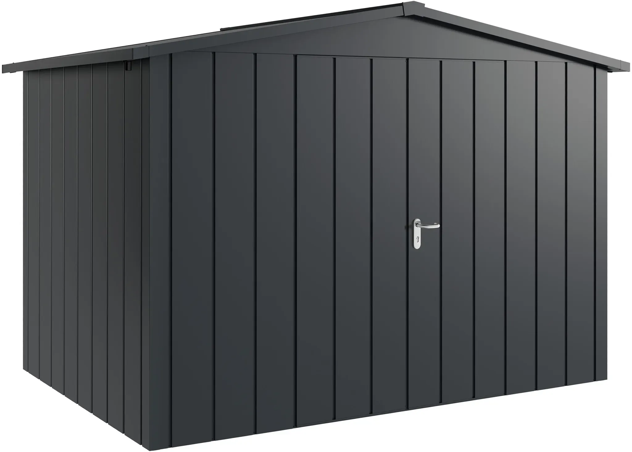 Hörmann Metall-Gerätehaus Juno JSD mit Satteldach B 310 x T 214 cm (JSD 12) Motiv Modern (mit schmalen Lamellen) Doppeltür Anthrazitgrau (RAL 7016)