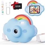 Selvim Kinderkamera 3 4 5 6 7 8 Jahre, 2,4" 1080P HD Digitalkamera für Kinder, Wiederaufladbare Kamera Kinder, Duale Linse Selfie Fotoapparat Kinder 32GB, Geschenk für Mädchen Jungen Blau