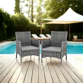 Tectake Rattansessel 57 x 59 x 85 cm 2 St. inkl. Sitzbezüge 4 St. grau/hellgrau