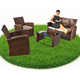 MuCoLa - 4tlg. Rattansofa Set Sitzgarnitur Gartenmöbel Polyrattan Sofa Möbel Lounge M01