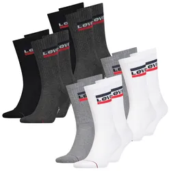 Levis Unisex Sportsocken Regular Cut Sportswear Logo 4er 6er 8er Multipack in 39-42 Mid Grau