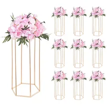 Vevor Hochzeitsblumenständer 29 x 25 x 60 cm Gelb/Roségold