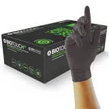 UNIGLOVES BioTouch Nitril-Einweghandschuhe - biologisch abbaubar, vielseitig einsetzbare, medizinische Untersuchungshandschuhe - Box mit 100 Handschuhen, Schwarz, Groß (GM0094)