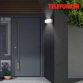 Telefunken Außenwandleuchte Glas Metall 9,1 cm IP44 12 W weiß