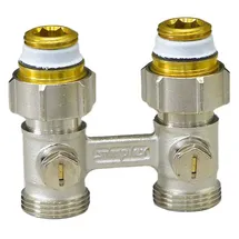 Simplex Hahnblock D1/50 3⁄4" x G 3/4" Außengewinde Messing vernickelt mit 1⁄2" IG