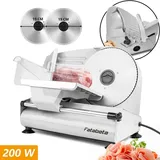 200W Elektrischer Allesschneider Edelstahl, Verstellbare Küchenmaschine - 2 Klingen - Wurstschneidemaschine - Brotschneidemaschine, Schinkenschneider - Silber