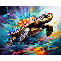 TISHIRON Malen nach Zahlen für Erwachsene Schildkröte Malen nach Zahlen Kit Abstraktes Kunst Leinwandkunst DIY Malen nach Zahlen für Erwachsene Kinder Malen nach Zahlen für Erwachsene Anfänger