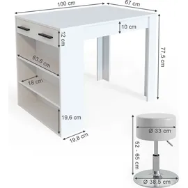 Vicco Esstisch-Set Repose 67 x 100 cm Weiß