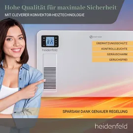 Heidenfeld Konvektorheizung EK100, Standgerät oder Wandmontage, 1000-2300 Watt, Timer, bis 40 m2