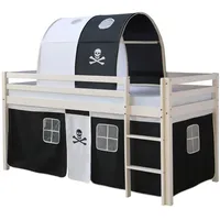 Homestyle4u Hochbett 90 x 200 cm Kiefer massiv weiß Pirat