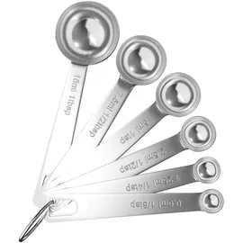Intirilife 6-teiliges Messlöffel Set aus Edelstahl in Silber - 1 Esslöffel - 1/8 Teelöffel