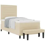 vidaXL Boxspringbett mit Matratze & Bank Creme 80x200 cm Stoff