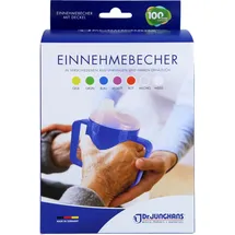 Dr. Junghans Einnehmebecher mit Griff und 2 Deckeln 4/12 mm rot 1 St.