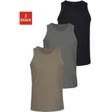 H.I.S. H.I.S Tanktop »Unterhemd für Herren«, (Packung, 3 tlg.), mit Rundhals aus Baumwolle H.I.S olivgrün, schwarz, dunkelgrau