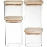 5five simply smart - 4 stapelbare glasgefäße hermet holzdeckel