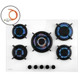 Klarstein Goldflame 5 Gaskochfeld 5-flammig Messing-Brenner Glaskeramik