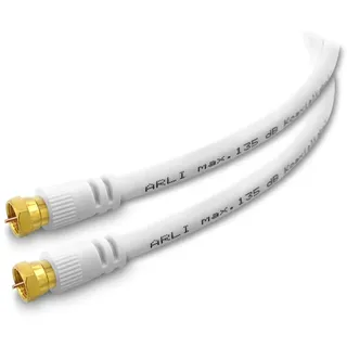 ARLI 15m HD Sat TV Anschlusskabel weiß – max. 135 dB 5-fach geschirmt | vergoldete F-Stecker | DVB-S/S2 DVB-T/T2 DVB-C/C2 4K 8K HDTV Antennenkabel weiss