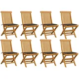 vidaXL Gartenstühle mit Taupe Kissen 8 Stk. Massivholz Teak
