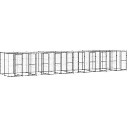 Outdoor-Hundezwinger Stahl mit Überdachung 24,2 m2