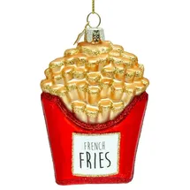 SIKORA Pommes Frites besondere Weihnachtskugel Glas Christbaumschmuck Deko Figur Weihnachten Anhänger Ornament - Trend Line - BS481