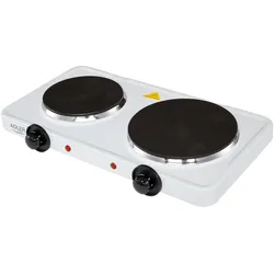 Adler AD6504 Doppel-Elektroherd, Kochzone 18,5 - 15,5 cm, 2 stufenlos regelbare Thermostate, 2500W, Weiß