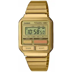 Chronograph CASIO VINTAGE, gold (goldfarben, goldfarben), Armbanduhren, Damen, Quarzuhr, Armbanduhr,Damenuhr, Herrenuhr, Digitaluhr, Edelstahlarmband