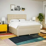vidaXL Boxspringbett mit Matratze Creme 180x200 cm Stoff