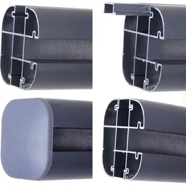 MCW WPC-Sichtschutz Savoie, Windschutz Zaun, Alu-Pfosten zum Einbetonieren ~ Erweiterungselement, 185cm grau