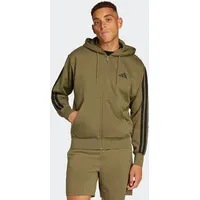 adidas Essentials 3-Streifen Fleece Zipper Hoodie Herren Olive strata/Black M