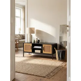 KADIMA DESIGN Lowboard 110x48x40 cm Schwarz/Eiche Metall/MDF/Holzwerkstoff