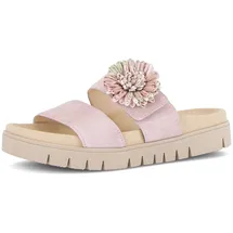 Gabor Pantolette GABOR, Damen, Gr. 41, rosé, Veloursleder, unifarben, Schuhe Pantolette, Plateau, Sommerschuh, Schlupfschuh mit Bast-Zierblüte